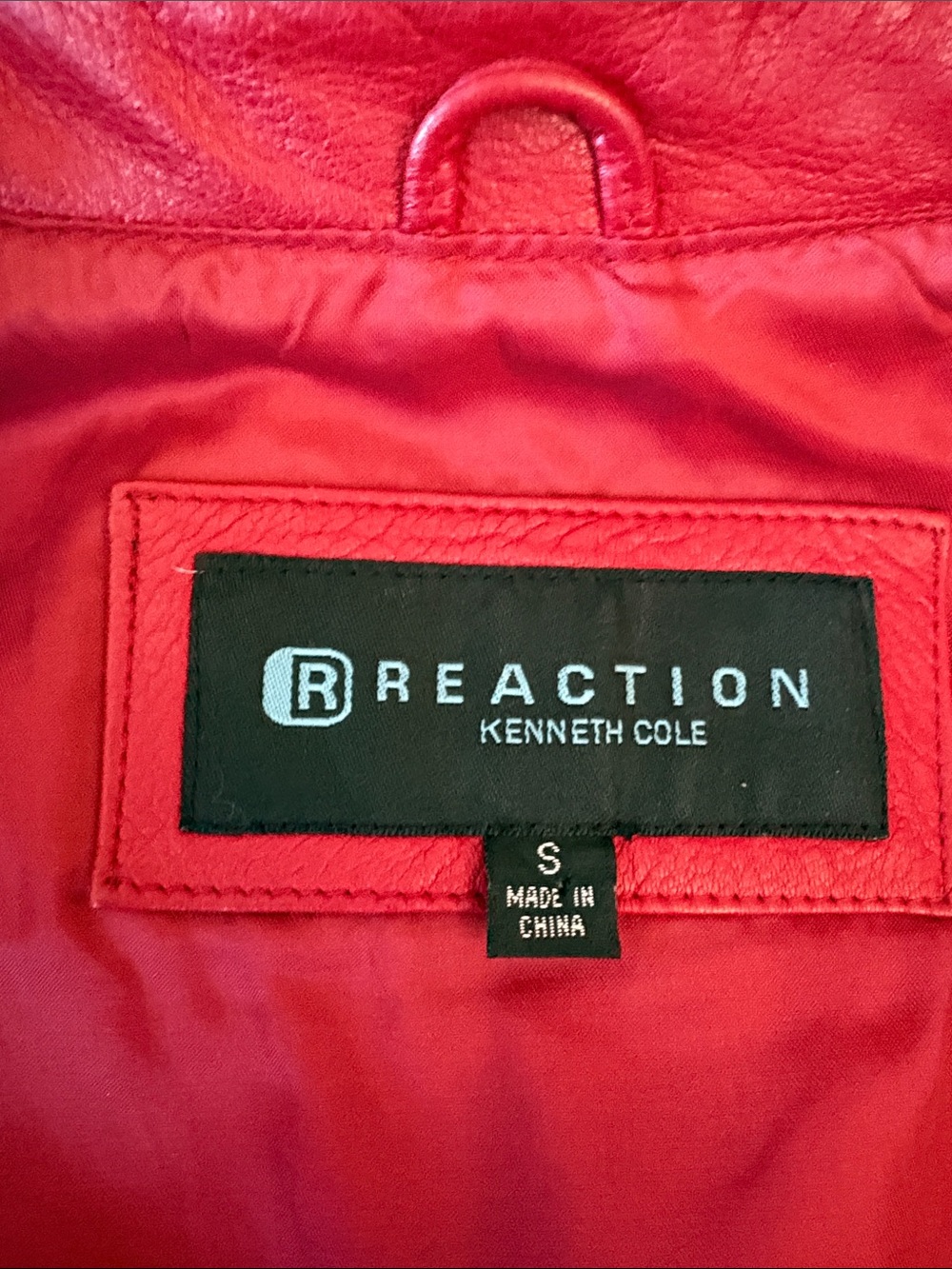Kenneth Cole Reaction Red LEATHER Jacket Small - Picture 10 of 11